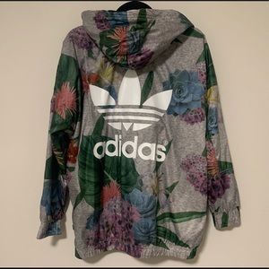 Adidas Floral Half Zip Windbreaker
